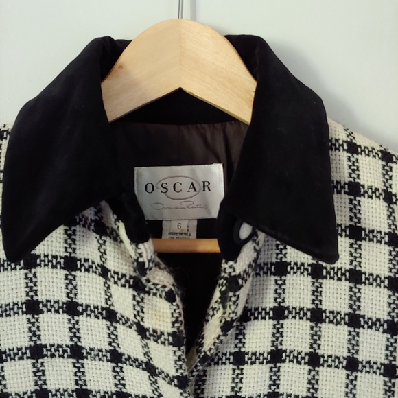 Oscar de la Renta Vintage Wool Checked Jacket Size US 6 - Picture 7 of 15